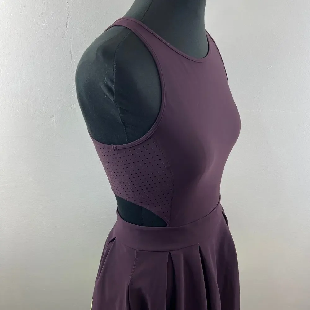 LULULEMON Purple Cherry Lime Sleeveless Back Cut Out Fit & Flare Away Dress